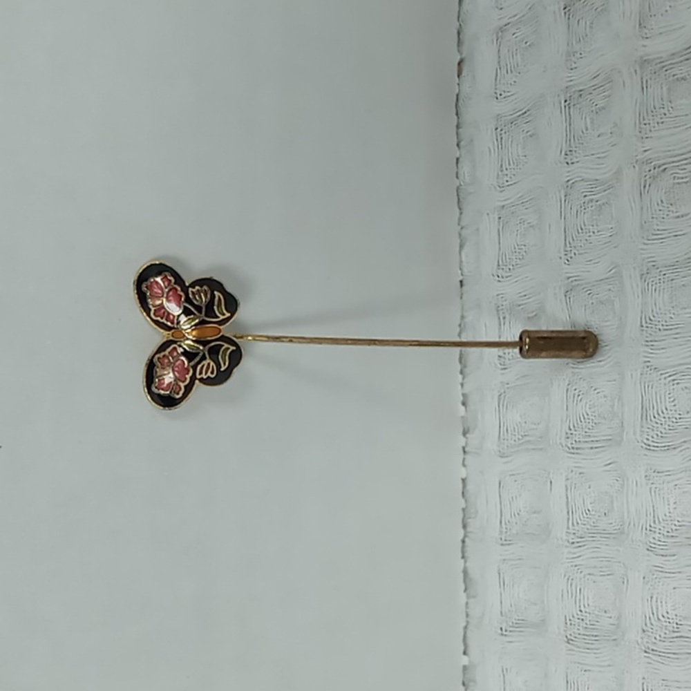 Vintage Cloisonne Enamel Butterfly Stick Pin